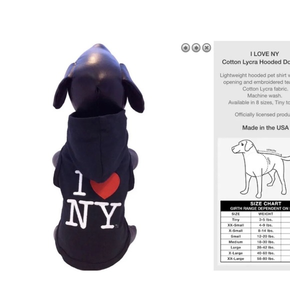 I LOVE NEW YORK DOG HOODED SHIRT - M